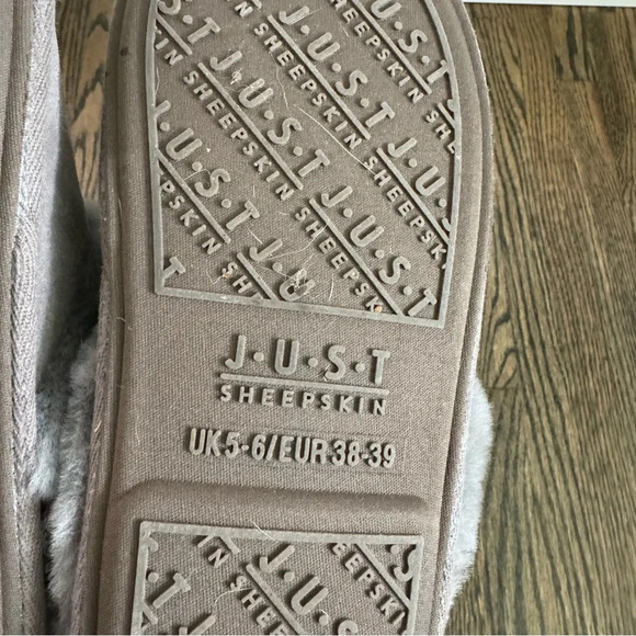 Just Sheepskin grey fur lined slippers size 38/39EUR 8/9US - Picture 7 of 7